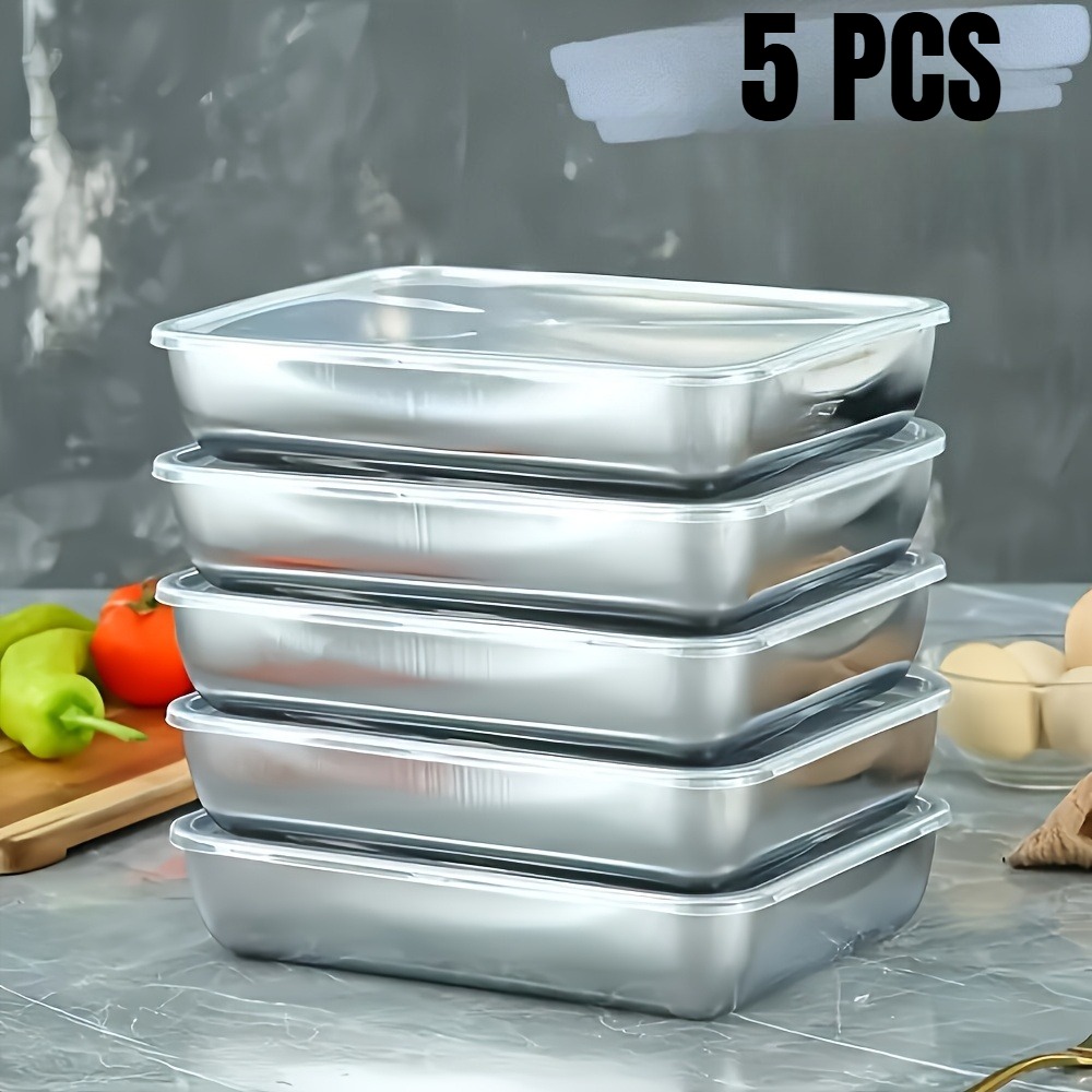 Meal Prep Containers Xl - 5-Piece Stainless Steel Food Storage Containers,