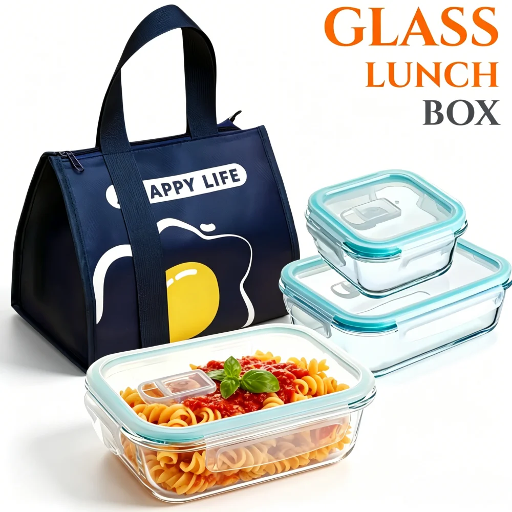 Meal Prep Rezepte - BPA-Free Glass Lunch Box Rectangular Food