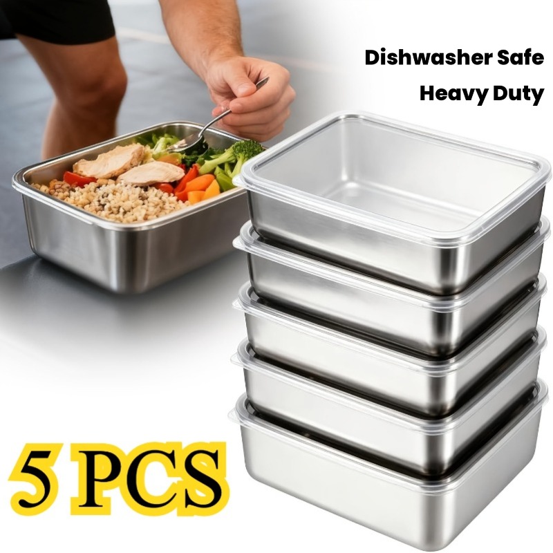 5pcs Stainless Steel Food Cont - đánh giá và giá Meal Prep Containers Xl